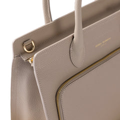 Isabel Bernard Honoré Nadine taupe calfskin leather handbag with 13 inch laptop compartment IB25110-078-13