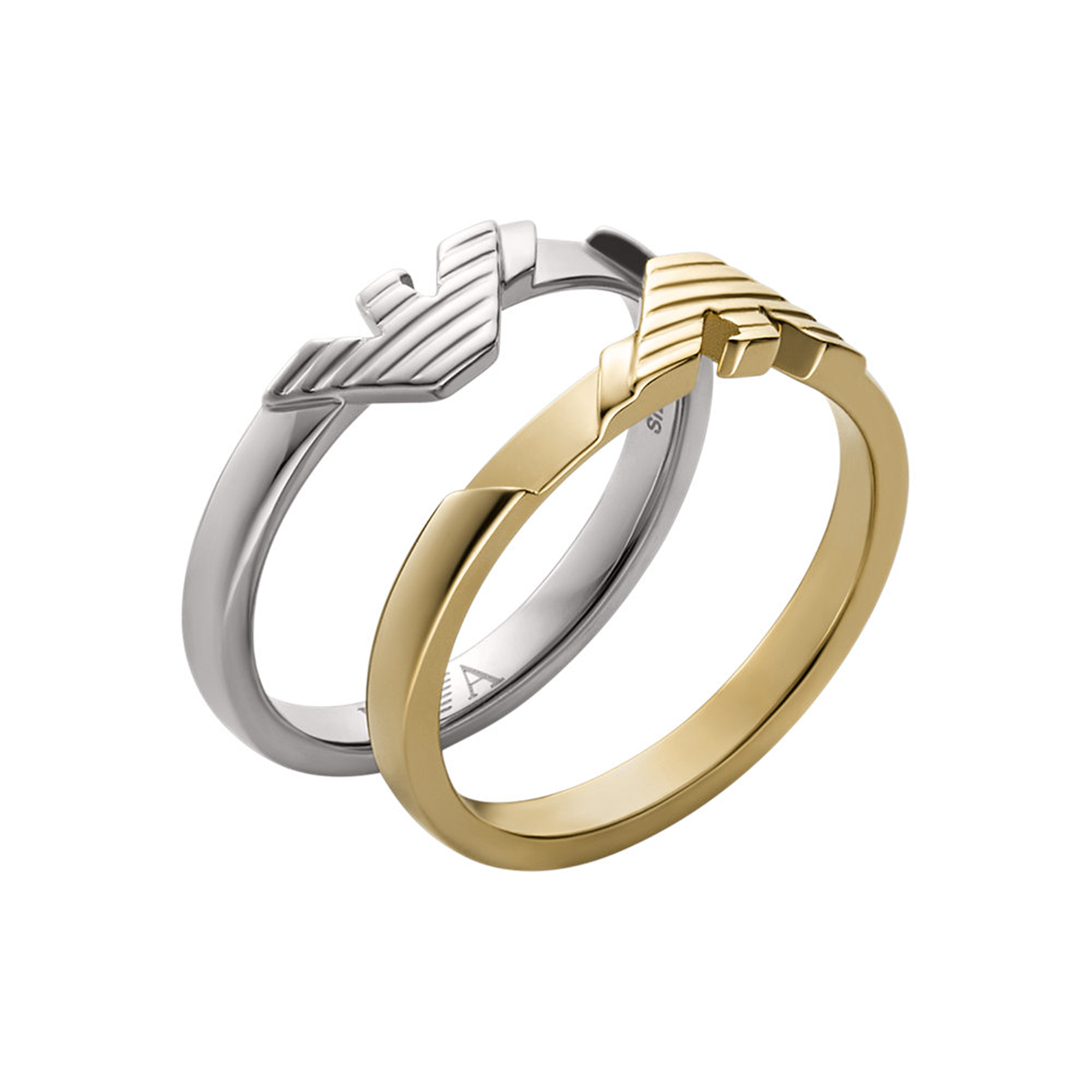 Emporio Armani Silver and Gold Stainless Steel Ring EGS32320407
