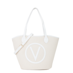 Valentino Bags Covent Beige & White Shopper VBS7QO02CANNATUR/BIANCO
