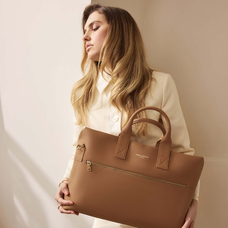 Isabel Bernard Honoré Anique Kamelfarbene Kalbsleder Handtasche IB25062-zoom-