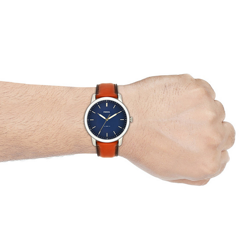 Fossil The Minimalist Silberne Und Blaue Herrenuhr FS5304-zoom-