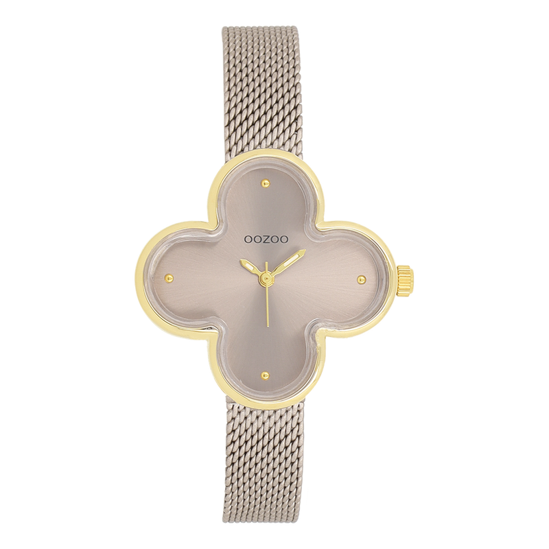 OOZOO Timepieces Damenuhr Mit Kleeblatt In Gold Und Taupe C11528-zoom-