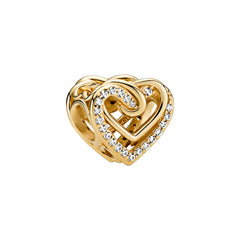 Pandora Moments Gold-coloured Entwined Hearts Charm with 14 Carat Gold Plating 769270C01