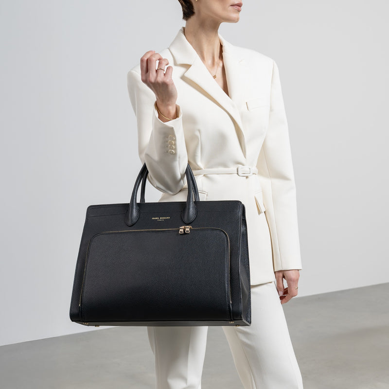 Isabel Bernard Honoré Nadine Schwarze Leder Handtasche aus Kalbsleder IB25032-zoom-