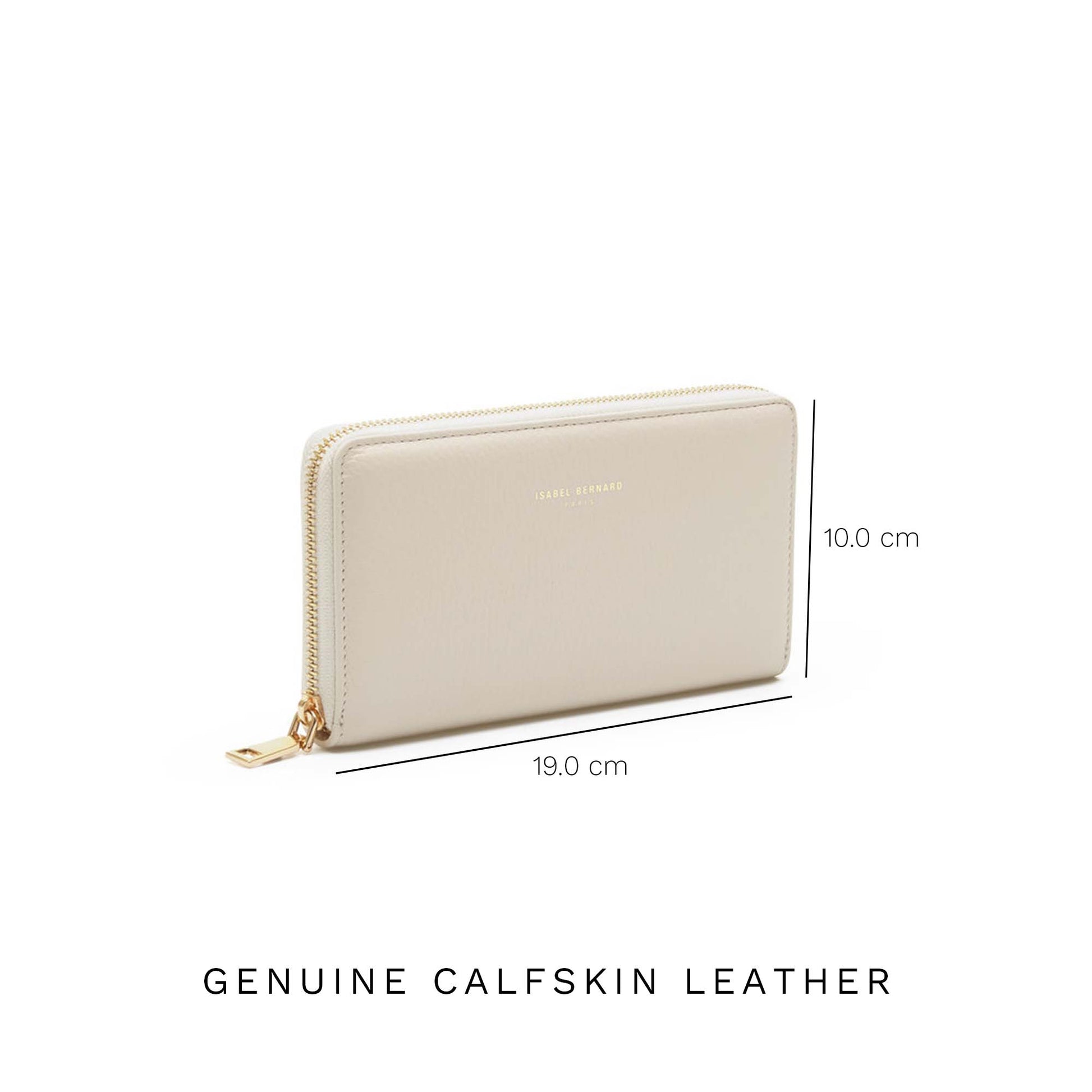 Isabel Bernard Honoré Léa Beige Calfskin Zip Wallet IB23012