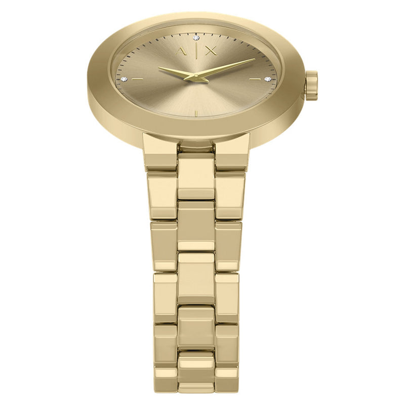 Armani Exchange Round Gold Watch with Gold Bracelet AX7177SET-zoom-