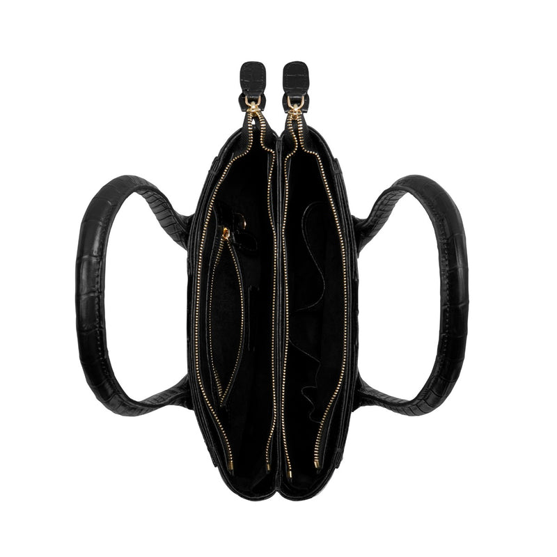 Isabel Bernard Honoré Cloe Midi Kroko Schwarz Kalbsleder Handtasche IB25082-201-zoom-