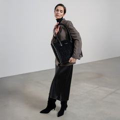 Isabel Bernard Honoré Lysanne Croco Black Calfskin Shopper IB25024