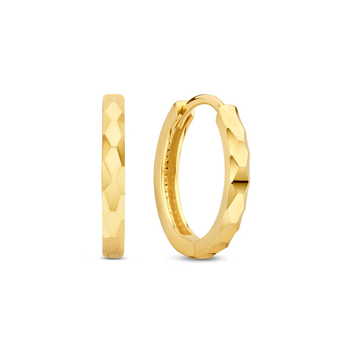 Beloro Jewels Quadrilatero d'Ora Marina 9 karat gold hoop earrings with diamond cut BO360090