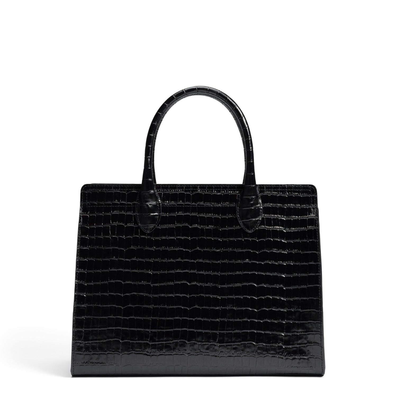 Isabel Bernard Honoré Nadine croco black calfskin leather handbag with 13 inch laptop compartment IB25110-201-13