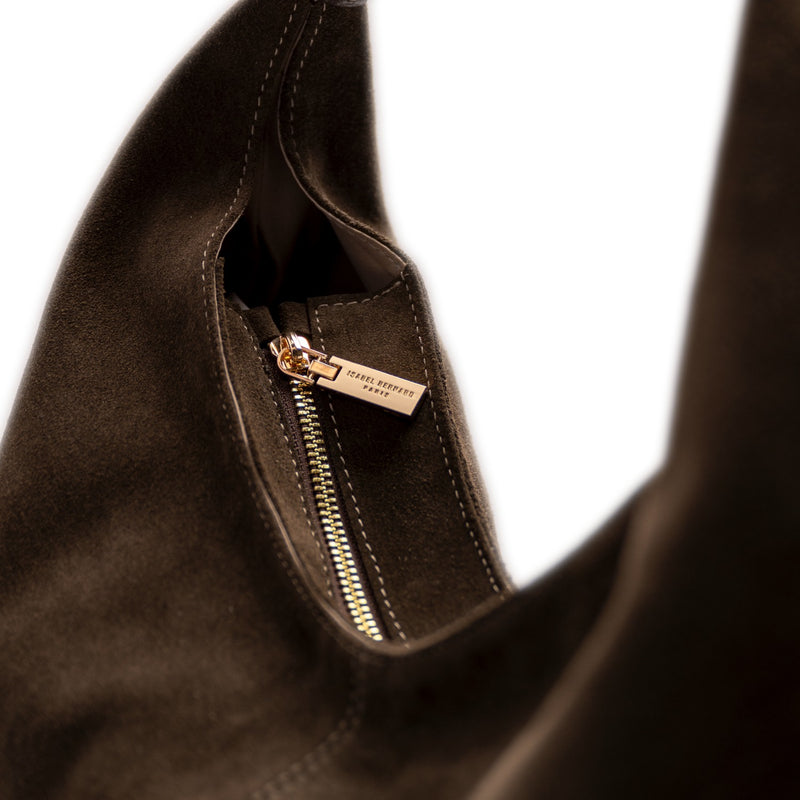 Isabel Bernard Honoré Grace dunkelbraune Wildleder-Schultertasche IB25093-131-zoom-