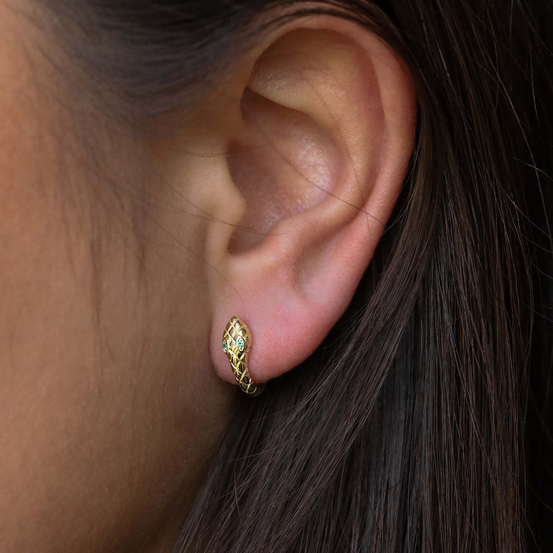 Karma 925 Sterling Silberen Goldfarbene Snake Creolen H119GP-zoom-