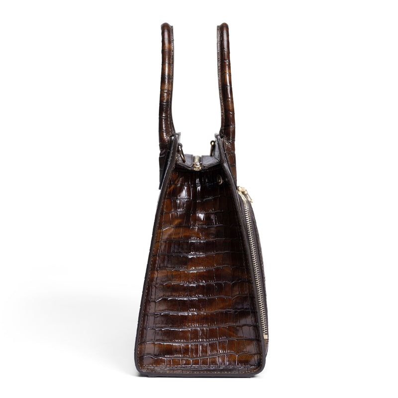 Isabel Bernard Honoré Nadine Kroko braune Handtasche aus Kalbsleder mit 13-Zoll-Laptopfach IB25110-230-13-zoom-