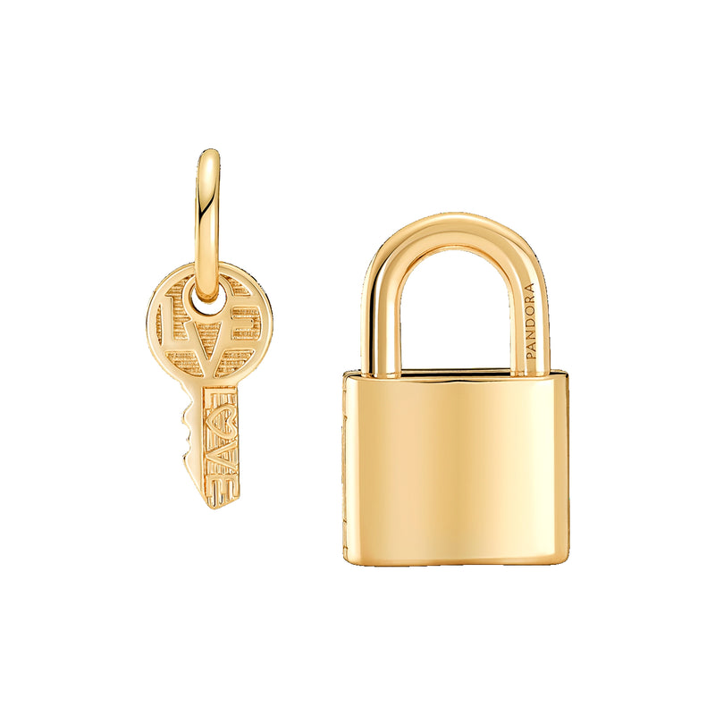 Pandora Moments Goldfarbene Padlock & Key Charm 760088C01-zoom-