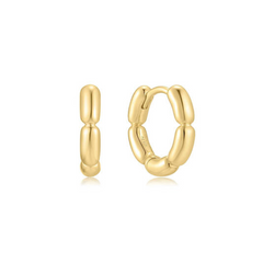 Ania Haie Reimaginer Gold Coloured Segmented Puffy Hoop Earrings AH-E069-02G