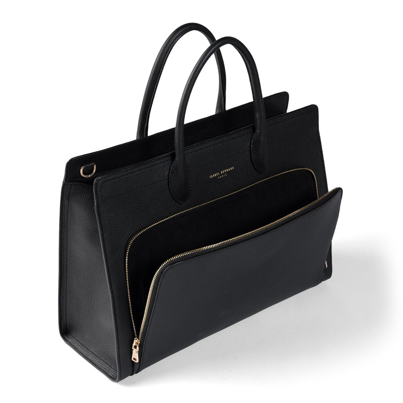 Isabel Bernard Honoré Nadine Schwarze Leder Handtasche aus Kalbsleder IB25032-zoom-