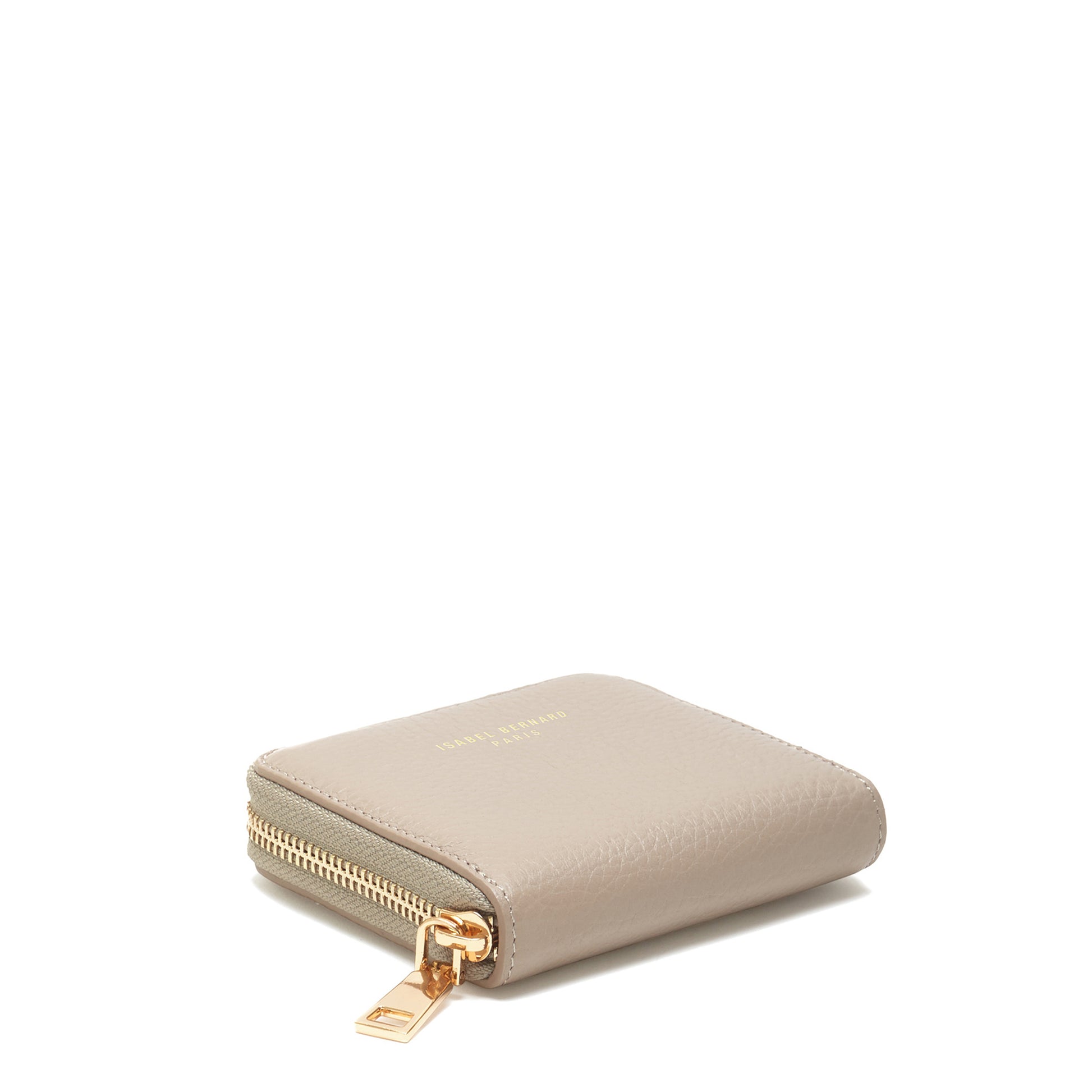 Isabel Bernard Honoré Jules Taupe Leather Zip Wallet made of Calfskin IB23018