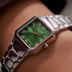 Parte di Me Orologio square ladies watch silver coloured and green PDM09029