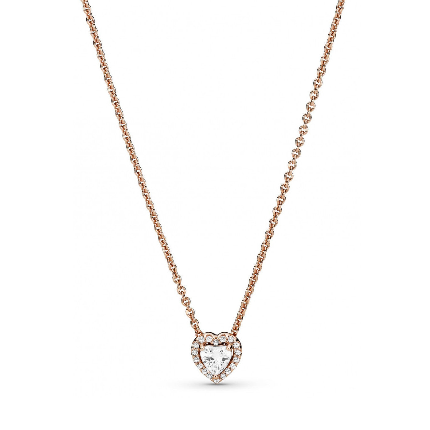 Pandora Timeless Sparkling Heart Necklacewith14 Carat RoseGold Plating 388425C01-45 (Length: 45.00 cm)