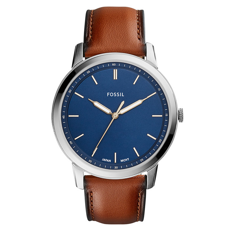 Fossil The Minimalist Silberne Und Blaue Herrenuhr FS5304-zoom-