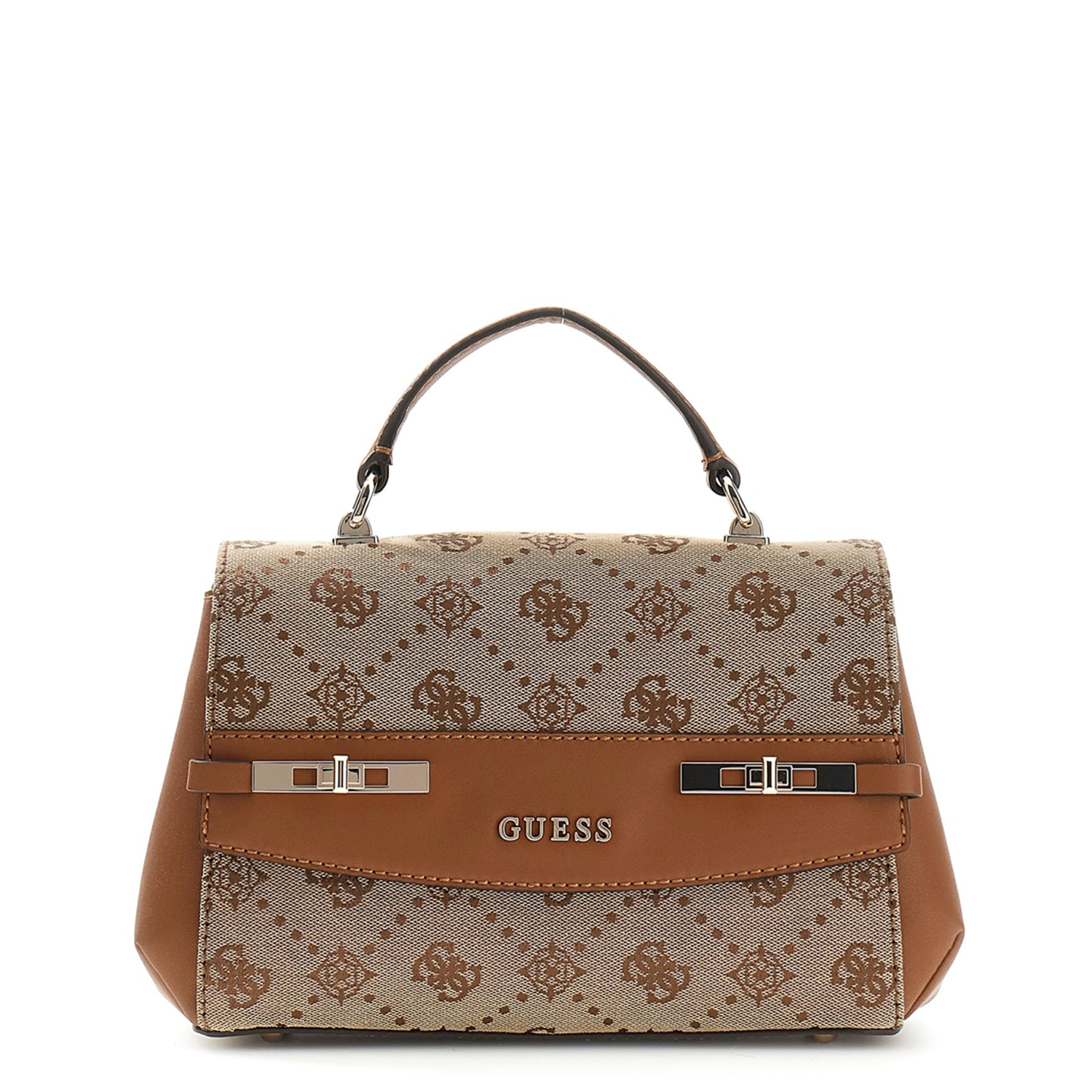 Guess Melinda Latte Logo Top Handle Flap Handbag HWJP99-2200-LTL