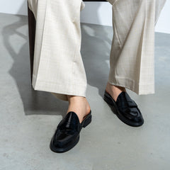 Vendôme Blandine black spazzolato leather mules IB51016-601-35