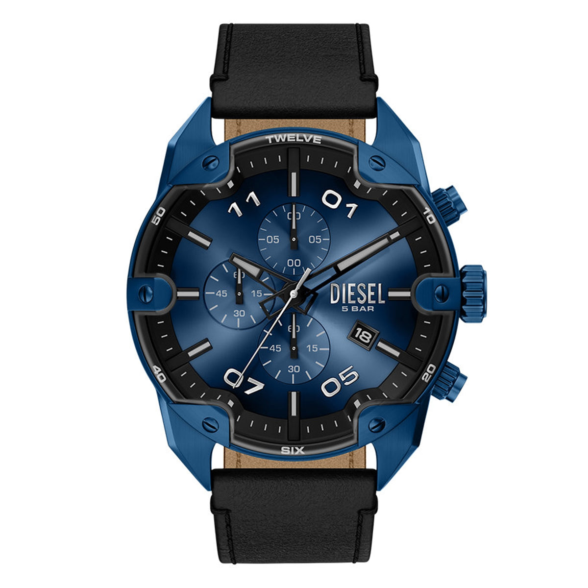Diesel Spiked Round Dark Blue Dial Watch DZ4703