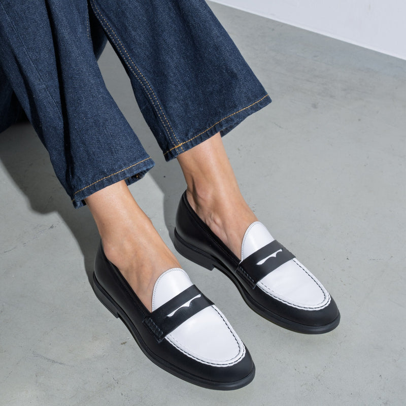 Vendôme Blandine Schwarz und Weiß Kalbsleder Loafers IB51015-10176-37-zoom-