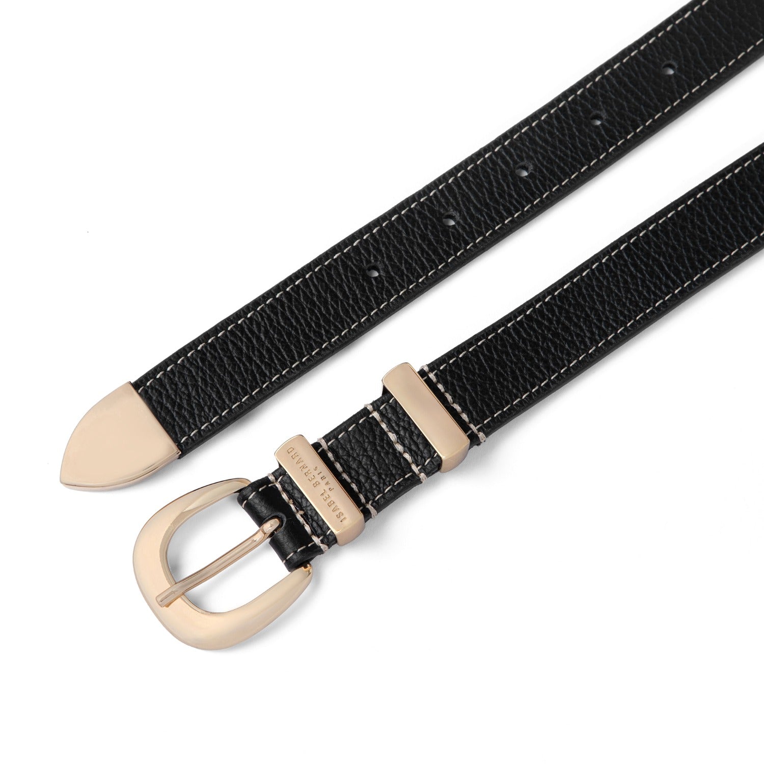 Isabel Bernard Rêveur Mathilde Black calfskin belt with gold-coloured buckle IB60020-001-90