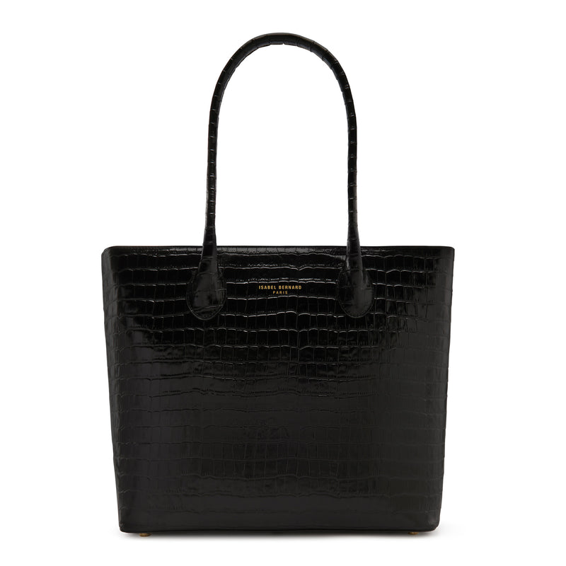 Isabel Bernard Honoré Lysanne Kroko Schwarz Kalbsleder Shopper IB25024-zoom-