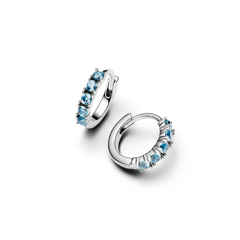 Pandora Timeless 925 Sterling Silver Blue Huggie Earring 293849C01-zoom-