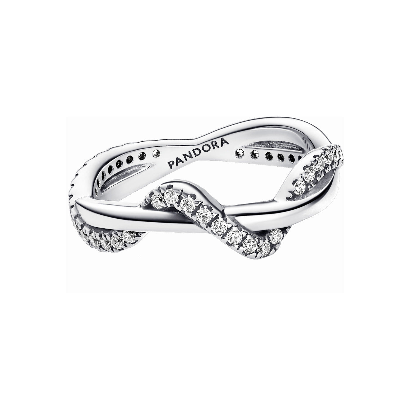 Pandora Timeless 925 Sterling Silver Double Wave Ring 193098C01-52