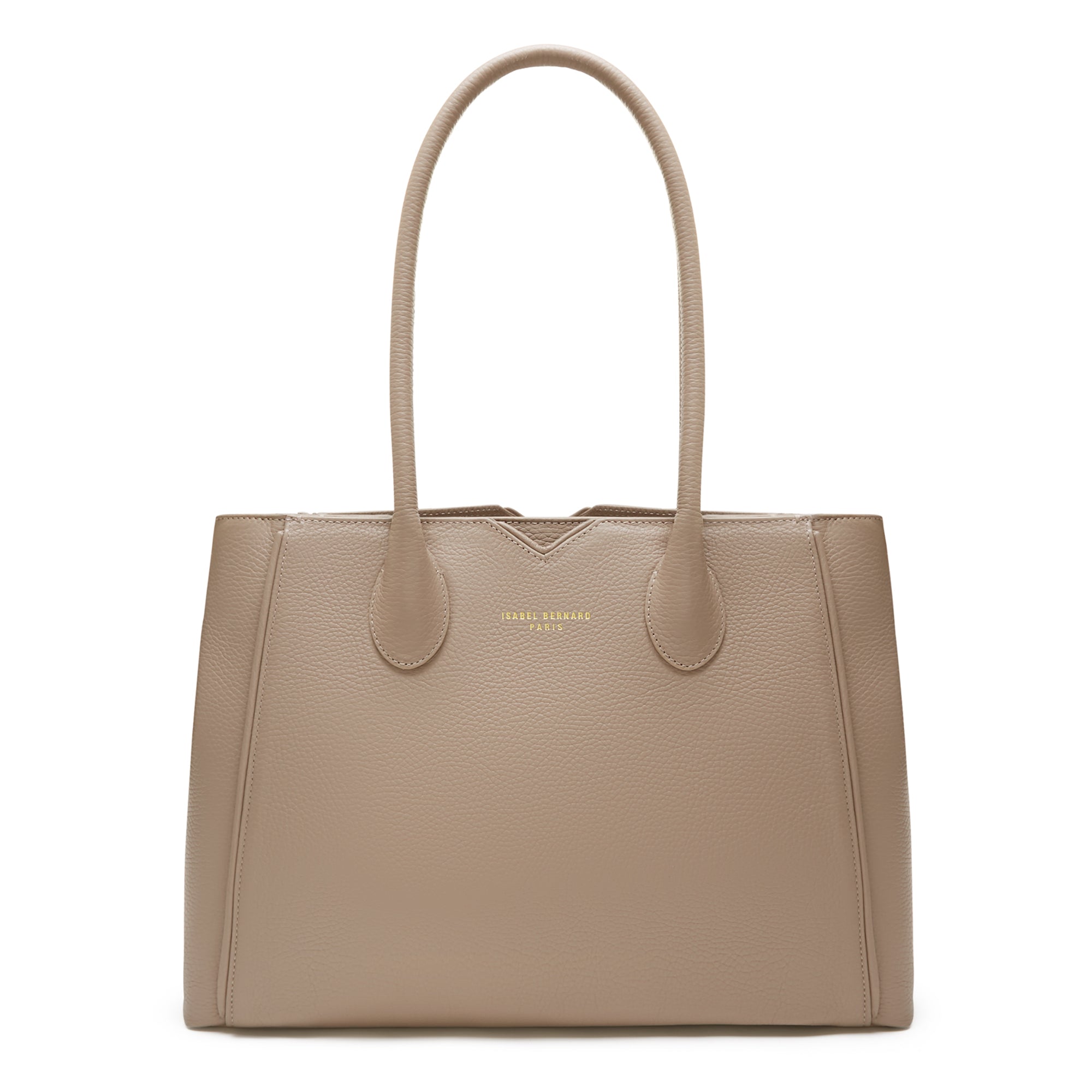Isabel Bernard Honoré Cloe Taupe Leather Handbag made of Calfskin IB25016