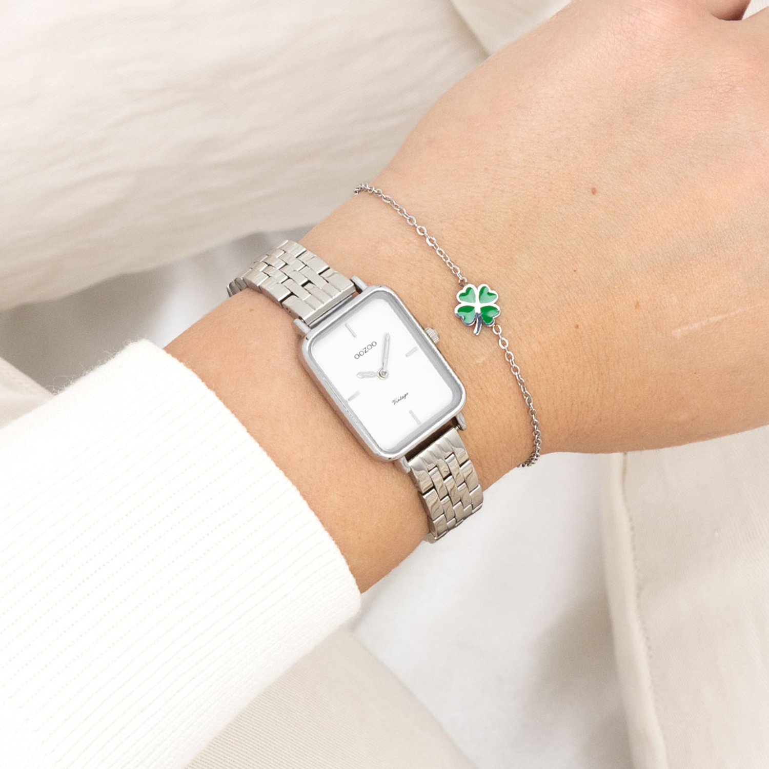 OOZOO Vintage Silver and White Women's Watch C20416