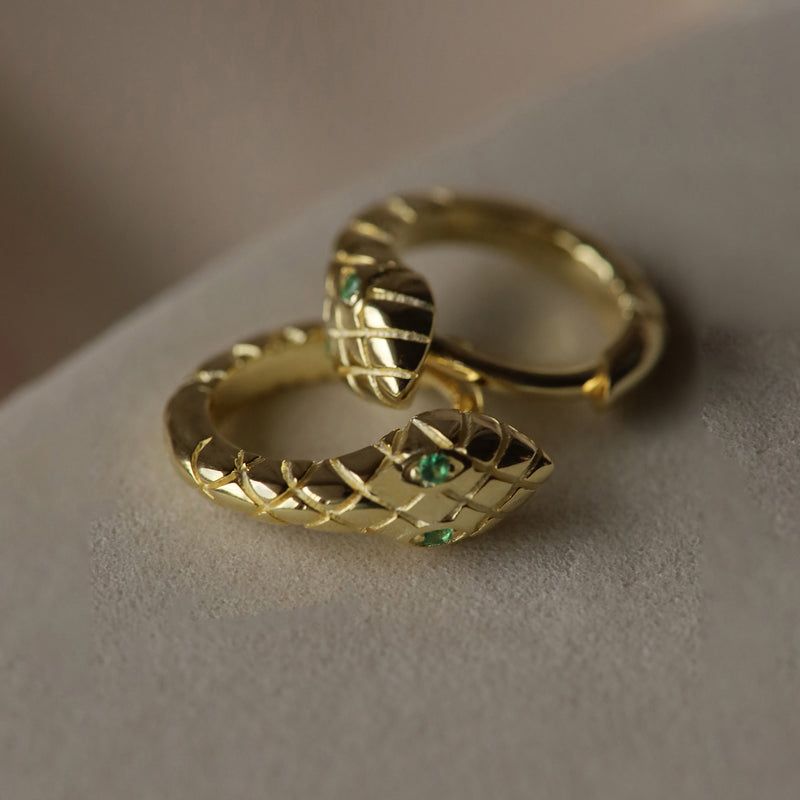 Karma 925 Sterling Silberen Goldfarbene Snake Creolen H119GP-zoom-