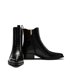 Isabel Bernard Vendôme Amandine croco black calfskin leather boots IB53010-201-36