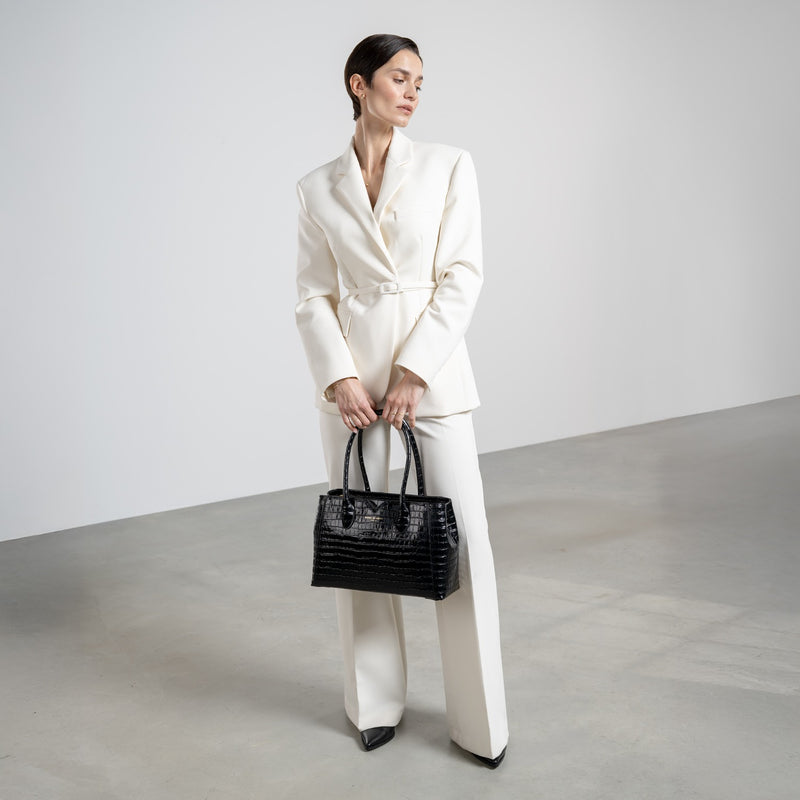 Isabel Bernard Honoré Cloe Midi Kroko Schwarz Kalbsleder Handtasche IB25082-201-zoom-