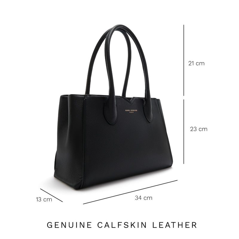 Isabel Bernard Honoré Cloe Midi Schwarze Handtasche aus Kalbsleder IB25082-001-zoom-