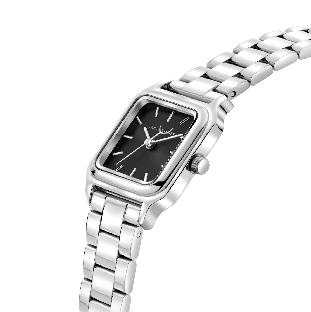 Violet Hamden Dawn Base Square Women's Watch Silver Coloured and Black VH09042