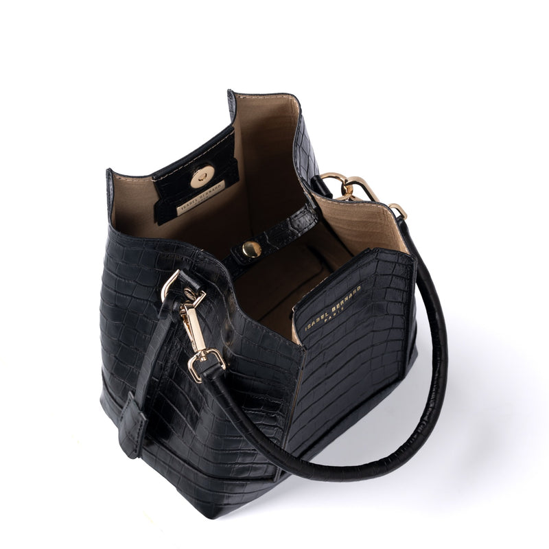 Isabel Bernard Femme Forte Minette Kroko Schwarz Kalbsleder Handtasche IB21114-201-zoom-