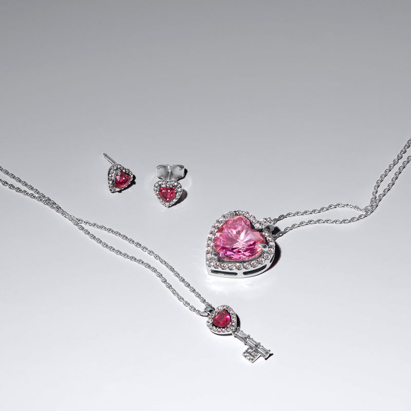 Pandora Timeless 925 Sterling Silver Raised Red Heart Stud Earrings 298427C04-zoom-