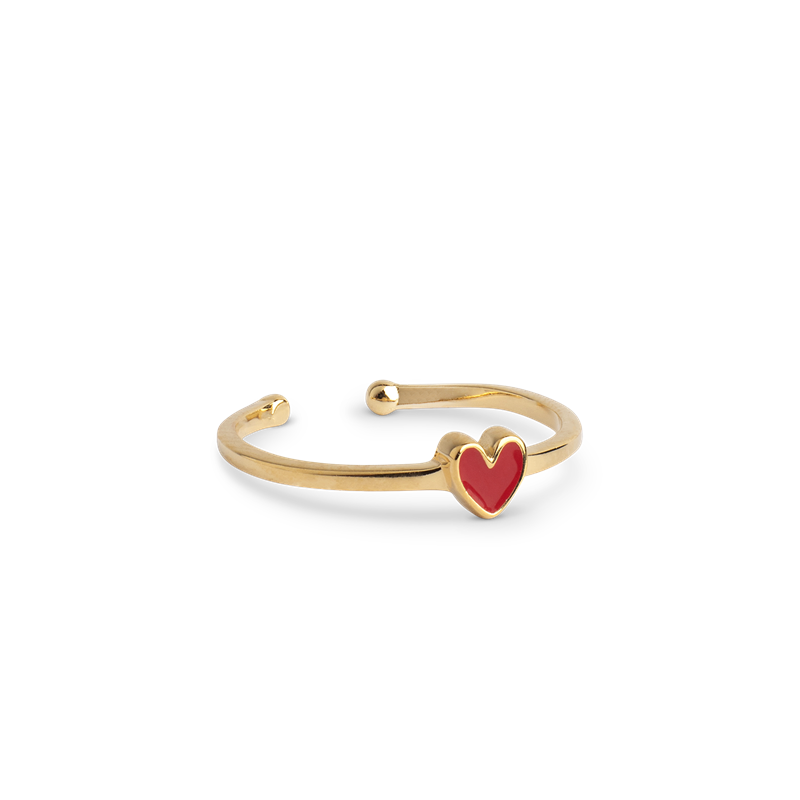 ENAMEL Copenhagen Recycled 925 Sterling Silver Gold Plated Red Adjustable Ring R101G-R48-zoom-