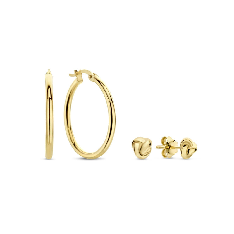 Beloro Jewels Regalo d'Amore 9 Karat Gold Ohrringe-Set mit Knoten BO90037-zoom-