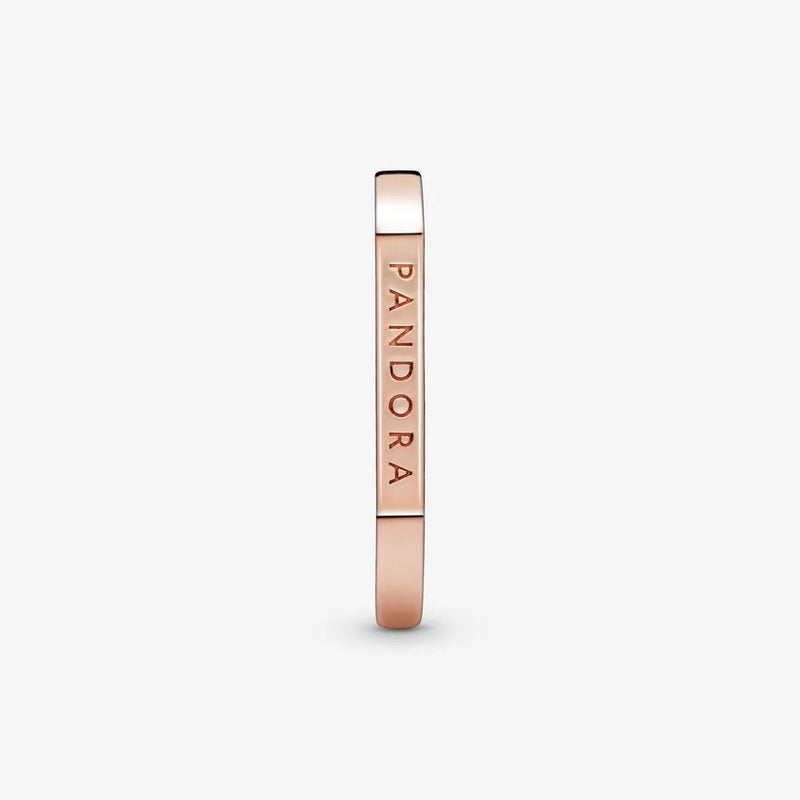 Pandora Signature 925 Sterling Silberen RoséGoldfarbene Logo Thin Bar Ring 189048C00-50 (Größe: 50)-zoom-