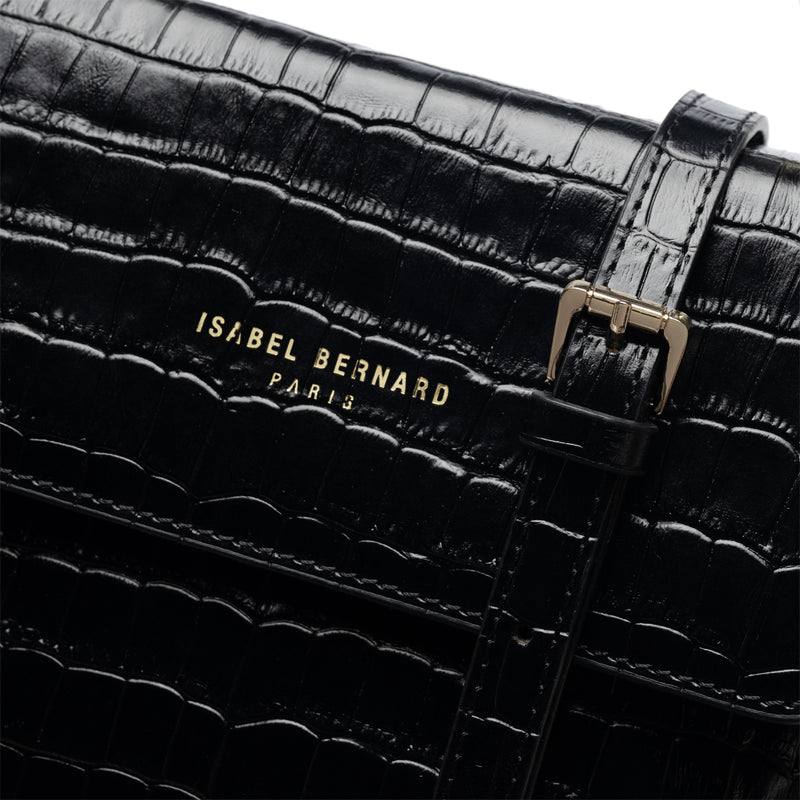 Isabel Bernard Femme Forte Heline Kroko Schwarz Kalbsleder Handtasche IB21037-zoom-