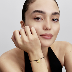 Pandora Moments Gold Plated Engravable Heart Black Cord Slider Bracelet 564420C01-2