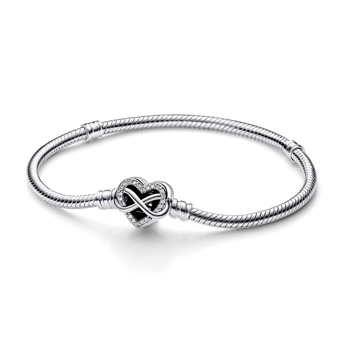 Pandora Moments 925 Sterling Silver Sparkling Infinity Heart Clasp Bracelet 592645C01-20