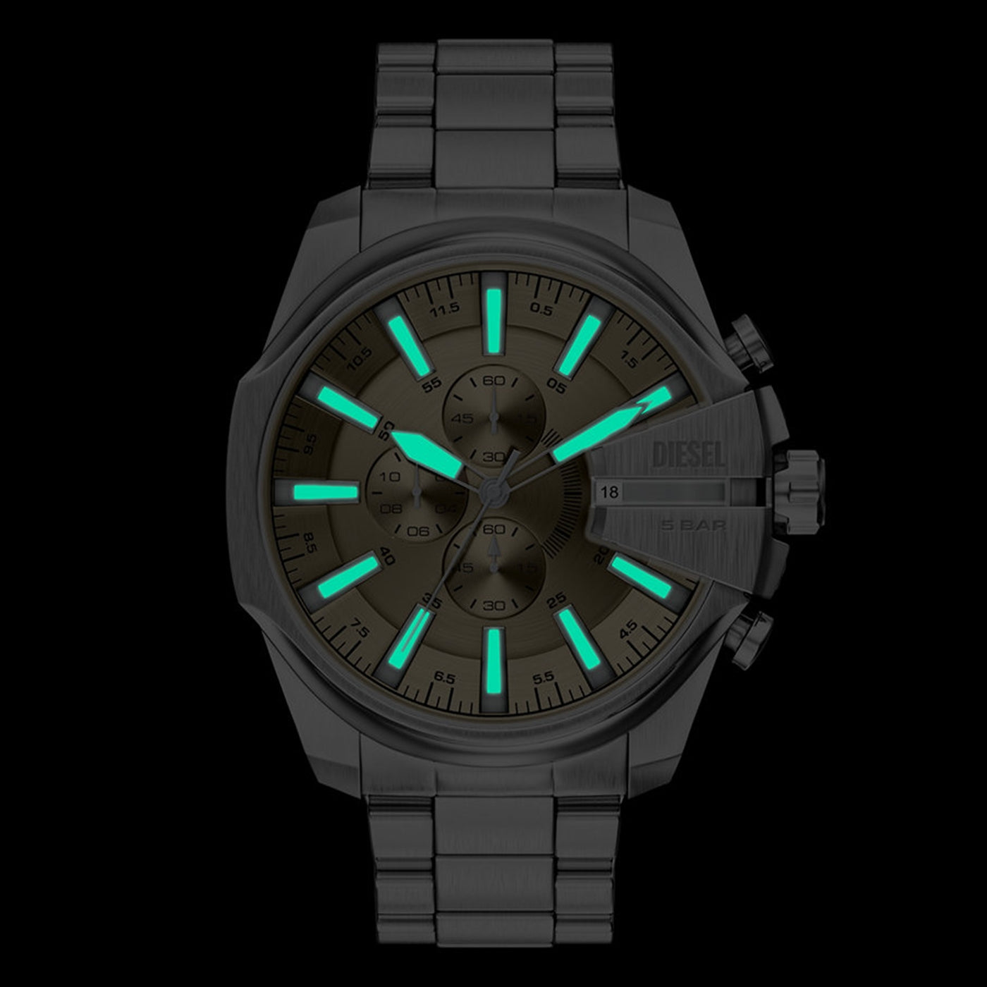 Diesel Mega Chief Slim Round Gold Dial Watch DZ4702