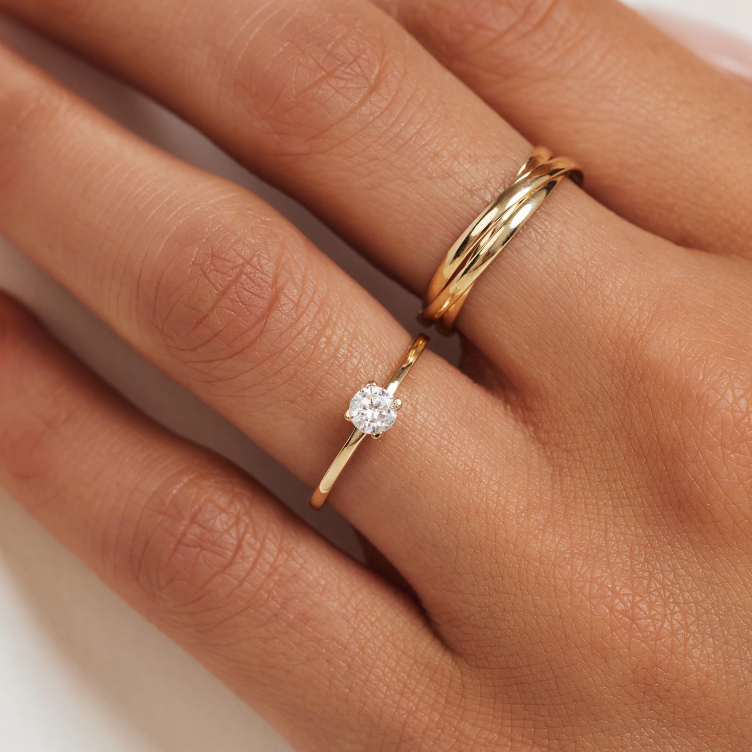 Isabel Bernard Rivoli Méline 14 Carat Golden Trinity Ring IB330078-60