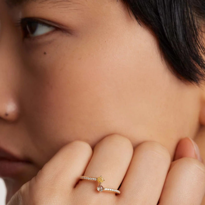 P D Paola Juno 925 Sterling Zilveren Goudkleurige Villa Ring met 18 Karaat Gouden Plating AN01-647-12-zoom-